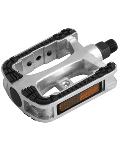 Педали велосипедные LU-994, ось 9/16", со светоотражателями, алюминиевые, чёрно-серебристые, ST (360041) Wellgo