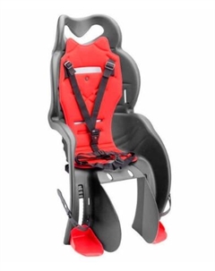 Велокресло, детское, на багажник, темно-красное с накладкой-металлик, HTP 155 Sanbas red/metall Stels