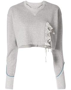 Facetasm укороченный свитер с кружевом 1 серый Facetasm