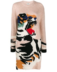 Kenzo платье джемпер tiger вязки интарсия s нейтральные цвета Kenzo