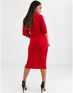 Красное облегающее платье миди с завязкой Boohoo petite