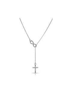 Серебряное колье Крест с бесконечностью с фианитами и родированием Talant