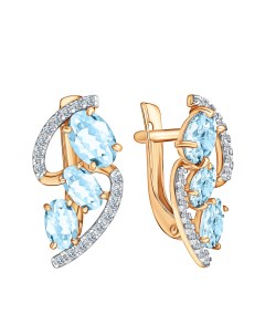 Золотые серьги с топазами Sky и фианитами Talant