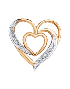 Серебряная подвеска Сердце с фианитами и позолотой Talant
