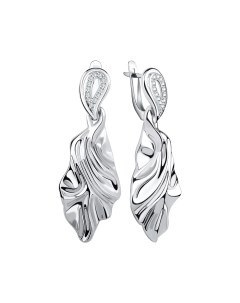 Серебряные серьги с фианитами и родированием Talant