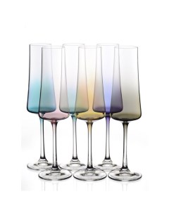 Набор бокалов Экстра 6шт. 210мл шампанское стекло микс цвета напыление Crystalex