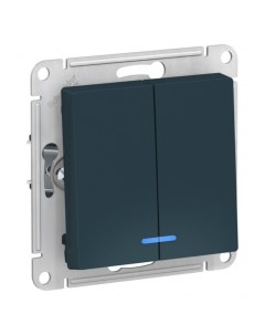 Выключатель AtlasDesign двухклавишный встраиваемый изумруд с подсветкой (ATN000853) Systeme electric