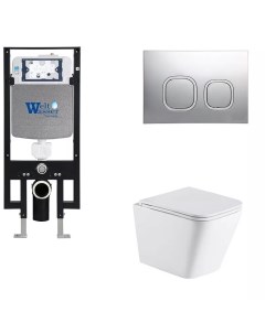 Комплект унитаза Gelbach с инсталляцией AMBERG 497 белый матовый, с сиденьем микролифт и клавишей смыва AMBERG RD-CR хром Weltwasser