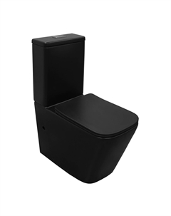 Унитаз-компакт напольный Black King AZ-8303D безободковый, с крышкой микролифт, черный матовый Azario