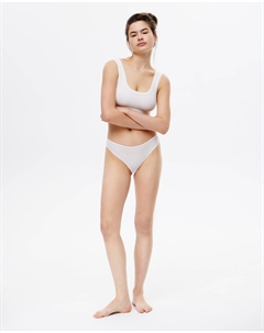 Комплект стринги с низкой посадкой из микрофибры светло-бежевого цвета 2mood