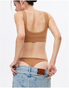 Комплект стринги с низкой посадкой из микрофибры темно-бежевого цвета 2mood