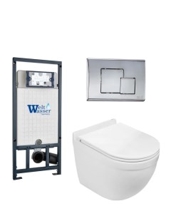 Комплект унитаза Heimbach 043 с инсталляцией MARBERG 507 белый, с сиденьем микролифт и клавишей смыва MAR 507 SE-CR хром Weltwasser