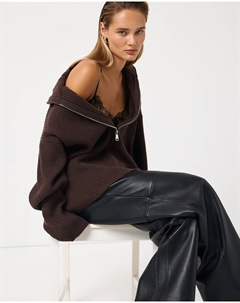 Кардиган на молнии шоколадного цвета 2mood