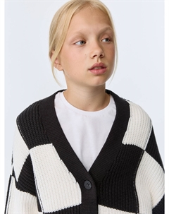 Вязаный кардиган оверсайз в клетку для девочек Sela