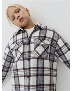 Утепленная куртка-рубашка в клетку для девочек Sela