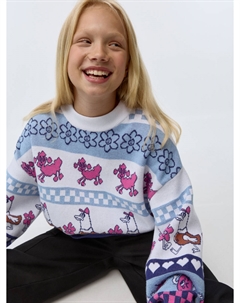 Вязаный джемпер с принтом для девочек Sela