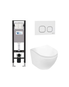 Комплект унитаза Merzbach 043 с инсталляцией AMBERG 350 белый, с сиденьем микролифт и клавишей смыва AMBERG RD-WT белый Weltwasser