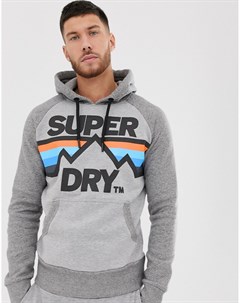 Серый свитшот с капюшоном и большим логотипом Downhill Superdry