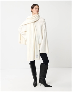 Широкий шарф из шерсти молочного цвета 2mood