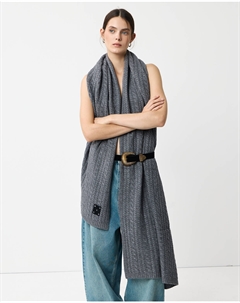 Широкий шарф из шерсти серого цвета 2mood