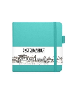 Блокнот для зарисовок, 140г/кв.м, 12 х 12 см, 80 листов, твердая обложка, аквамарин Sketchmarker