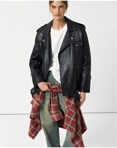 Куртка кожаная оверсайз черного цвета 2mood