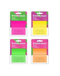 Блок самоклеящийся пластиковый ErichKrause Neon, 75х75 мм, 50 листов, в ассортименте Erich krause