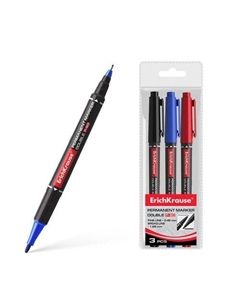 Двухсторонний перманентный маркер ErichKrause Double P-80, 3 цвета Erich krause