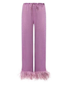 Брюки с отделкой перьями Oseree