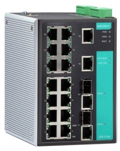 Коммутатор управляемый EDS-518A-MM-SC-T 14 x 10/100BaseTX, 2 x 100BaseFX (многомодовое оптоволокно), 2 x Combo Gigabit Moxa