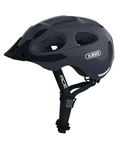 Велошлем Youn-I-Ace, с LED фонариком, сетка от насекомых, матовый, темно-серый, 05-0066784 (Размер M (52-57см)) Abus