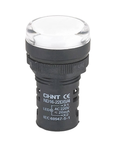 Лампа сигнальная ND16-22DS/4 230 В IP40 белая (593085) Chint