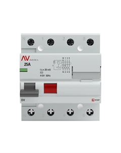 УЗО Averes DV 25А 3P+N тип AC 30 мА 10 кА (rccb-4-25-30-ac-av) Ekf