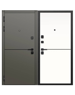 Дверь входная 9СМ Молдинг левая сатин коричневый - эмалит белый 860х2050 мм Ferroni