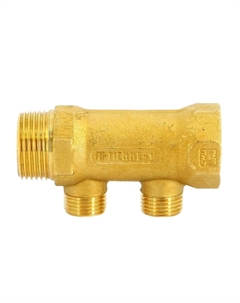 Коллектор 3/4 ВР(г) х 2 выхода 1/2 НР(ш) ЕК х 3/4 НР(ш) регулируемый (1910004) Tiemme