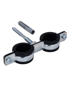 Хомут сантехнический Cobra 3/8 15-18 мм двойной оцинкованная сталь со шпилькой и дюбелем (802118) Walraven