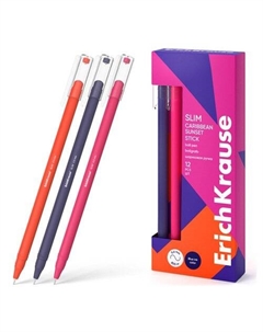 Ручка шариковая ErichKrause Slim Stick Caribbean Sunset 0,7, цвет чернил синий, в ассортименте Erich krause