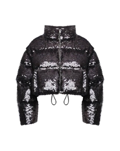 Пуховик с отделкой пайетками Prada