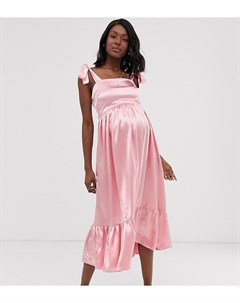Атласное платье макси с завязками на плечах Wild honey maternity