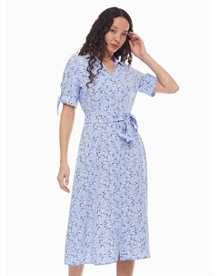 Платье-рубашка с поясом и акцентными короткими рукавами Zolla