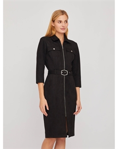 Платье-рубашка из экозамши на молнии с ремнём Zolla