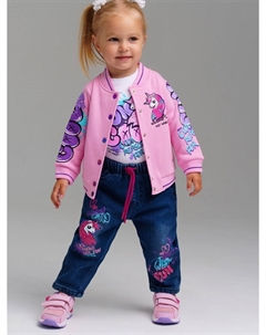 Брюки детские текстильные джинсовые утепленные для девочек Playtoday baby