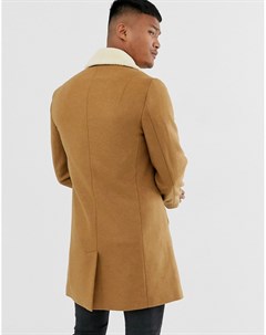 Асимметричное светло коричневое пальто из искусственной овечьей шерсти Religion