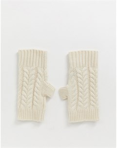 Перчатки без пальцев с вязкой косичкой Rita French connection