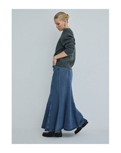 Джинсовая миди-юбка годе, Синий Ostin