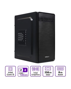 Системный блок Mastero Middle OT08, Intel Core i3 4160 3.6 ГГц, 8Gb RAM, 256Gb SSD, Intel HD Graphics, DOS, черный (OT08-I4160-8S256) Mastero pc