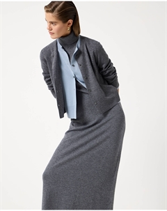 Платье-водолазка из шерсти и хлопка серого цвета без рукавов 2mood