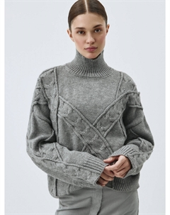 Свитер с рельефной вязкой косами Sela