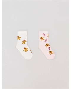 Набор из 2 пар новогодних носков для девочек Sela