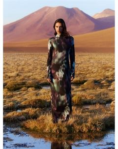 Облегающее платье длины макси с принтом Soft Focus Zolla